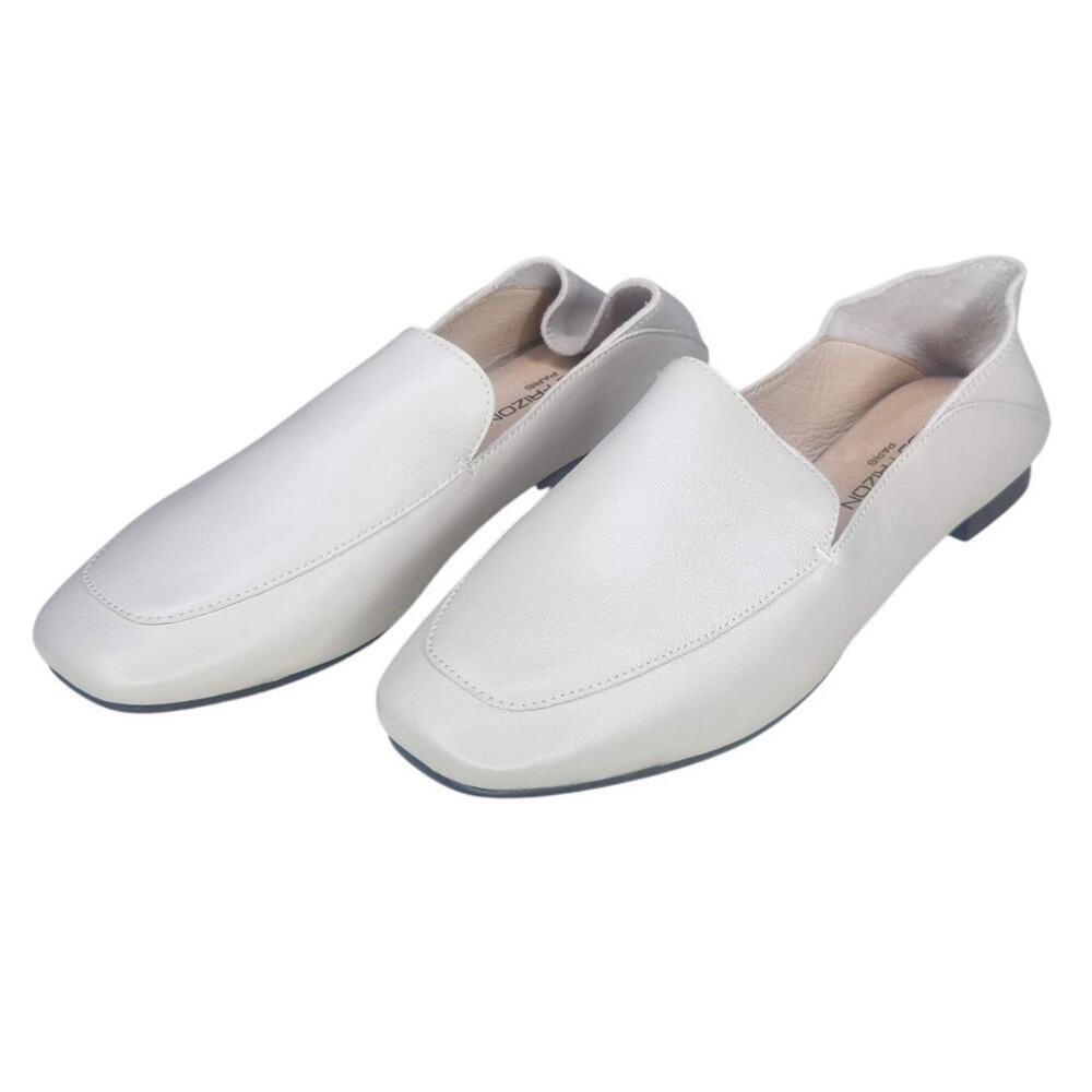 Maud Frizon Paris Leather Slip On Loafers Oatmeal Light Tan Minimalist